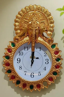 Ganesha Golden Wall Clock for Decor