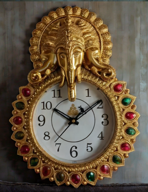 Ganesha Golden Wall Clock for Decor